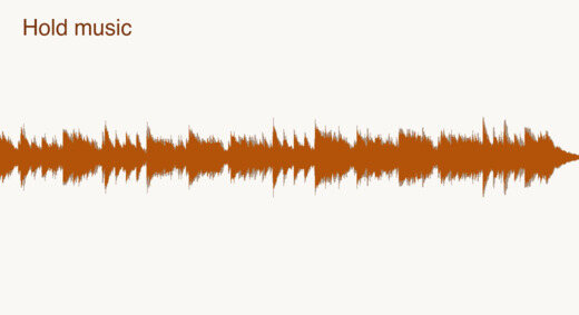 An audio waveform showing the peaks and dips of a smooth, looping hold-music track.